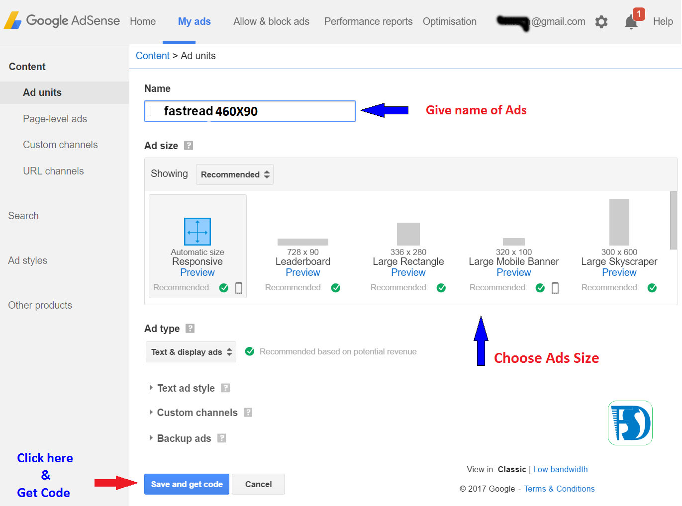 Create Adsense ads